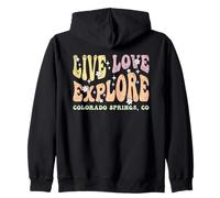 Live Love Explore Colorado Springs CO Retro Style Design Zip Hoodie