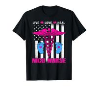 Live Love Heal NICU Nurse American Flag Nursing Nurses Value Graphic T-Shirt