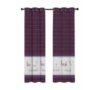 Live Love Laugh Blackout Curtains for Bedroom Living Room, Purple Plaid Text Love Heart Star Cute 84 In Long Thermal Insulated Room Darkening Drapes Grommet Window Treatments, 52 x 84 In