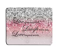 LIVE LOVE LAUGH Personalised Personalised Rectangle Non Slip Rubber Glitter Mouse Mat Mouse Mat Pink