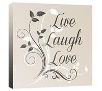 Live, Love, Laugh - Quote Words Canvas Wall Art Print (52cm x 52cm)