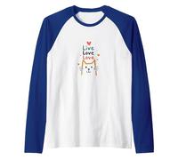 Live Love Love Cat Inspirational Quote Raglan Baseball Tee, Men, Royal Blue/White, M