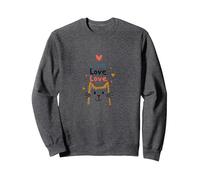 Live Love Love Cat Inspirational Quote Sweatshirt, Adult Unisex, Dark Heather Grey, M