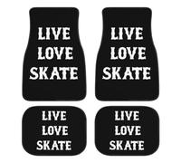 Live Love Skate Funny Car Floor Mats Sets Carpet 4 Pieces