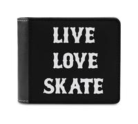 Live Love Skate Funny Men's Wallets Slim Front Pockets Bifold Wallet with ID Credit Card Holder