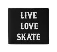 Live Love Skate Funny Wallets Slim Soft Front Pockets Bifold Wallet with ID Credit Card Holder