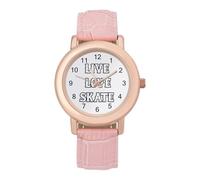 Live Love Skate Funny Women's Wrist Watch with Leather Strap