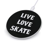 Live Love Skate Printed Wireless Charger Funny 10W Fast Charging Pad Mat for Cell Phone