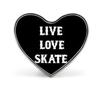 Live Love Skate Trendy 1″ Metal Badge Heart Form Brooch Pin Tie Decor Clothes Hat Bag Accessory