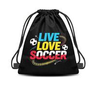 Live Love Soccer Drawstring Backpack for Soccer Lovers Football Gym String Bag Sports Gym Drawstring Sackpack for Son Players Coach Birthday End of Season Gift