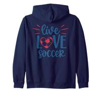 Live Love Soccer Fan Training Soccer Motivation Boys Girl Zip Hoodie