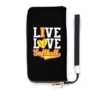Live Love Softball Slim Wallet for Women Long Purse Cute Clutch Wristlet Handbag Card Holders