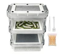Live Mealworm Breeding Kit | 3-Layer Silkworm Feeder Bin - 19x11x7cm Corn Worm Feeding Bin Clean | For Pet Parents Animal Lovers Keepers Breeders Hobbyists Farmers School Home Farm Workshop