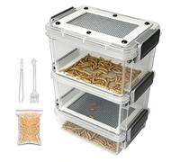 Live Mealworm Farm Breeding Kit, 3-Layer Clear Silkworm Feeder Box, Corn Worm Feeding Container For Pet Parents Breeders Keepers Breeders