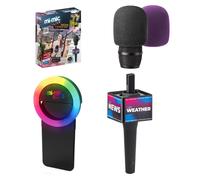 Mi-Mic Live Media Maker Kit, Toy Microphone for Kids with Ring Light, Handle, Windshields and Stickers, Vlogger and Reporter Set for Kids Aged 5+
