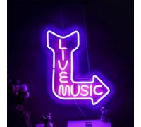 Live Music LED Neon Sign for Wall Decor USB Adjustable Brightness Living Room Bars Pub Club Gatherings Art Wall Decor