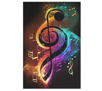 Live Music Neon Jigsaw Puzzles for Adults & Kids 1000 Piece Wooden Puzzle Precise Interlocking Educational Game Challenge Toy （78×53cm）