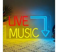 Live Music Neon Light Sign for Wall Art Decor,Music LED Lights Backdrop for Concert Music Studio Bar Bedroom Club Party Man Cave,Letters Dimmable Neon Sign Gift for Teen Men USB Powered（16.7"*9.5"）