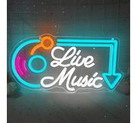 Live Music Neon Sign Dimmable LED Neon Light Signs for Wall Decor | USB Powered Art Decoration Letter Neon Light Up Sign for Bedroom Bar Club Birthday Party Wedding Decor