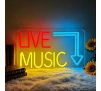 Live Music Neon Signs for Wall Decor Neon Light Up Letters Sign Dimmable USB Powered Music Neon Lights Business Led Sign for Bedroom Home Bar Wall Music Studio Rec Room Game Party Decor 16.7”x9.7”