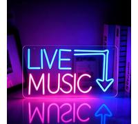 Live Music Neon Signs for Wall Decor Neon Light Up Letters Sign Dimmable USB Powered Music Neon Lights Business Led Sign for Bedroom Home Bar Wall Music Studio Rec Room Game Party Decor 16.5”x8.7”