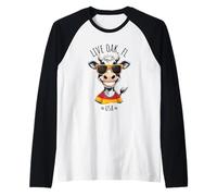 Live Oak Florida USA Funny Cow Cartoon Design Raglan Baseball Tee