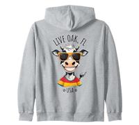 Live Oak Florida USA Funny Cow Cartoon Design Zip Hoodie