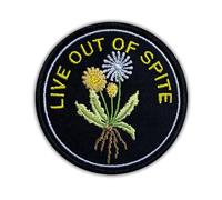 Live Out of Spite Embroidered Patch Floral Funny Sarcasm Saying Fabric Embroidery Patches Sarcastic Adult Humor Iron On Sew On Patches for Clothes Backpacks Jeans Hats Gifts for Women Men 3x3 Inches