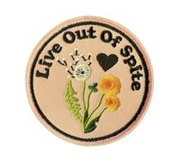 Live Out of Spite Patch Funny Size 3 Inch Dandelion Flower Embroidered Fabric Badges Hook and Loop Military Army Tactical Morale Patches for Trucker Hats Backpack Bag Vest Clothes Girly Gifts