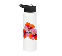 Live pono Mahalo Hibiscus Flowers oahu Maui Kauai Aloha Stainless Steel Insulated Water Bottle