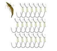 Live Shrimp Fishing Hooks, 20Pcs Luminous Carbon Steel Shrimps Hook Live Lure Barbed Hooks for Trout Bass Pike