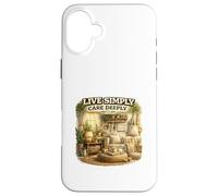 Live Simply Care Deeply Mindful Lifestyle Design Case for iPhone 16 Plus