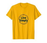 Live Simply: Minimalist Nature Wreath Inspirational T-Shirt, Men, Bright Gold, M