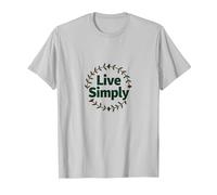 Live Simply: Minimalist Nature Wreath Inspirational T-Shirt, Men, Silver, XXL