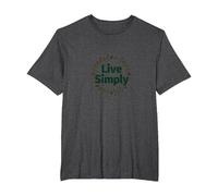 Live Simply: Minimalist Nature Wreath Inspirational T-Shirt, Men's Big and Tall, Dark Heather Grey, 4X Tall
