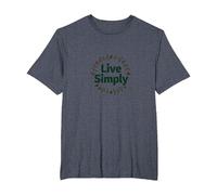 Live Simply: Minimalist Nature Wreath Inspirational T-Shirt, Men's Big and Tall, Heather Blue, 4X Tall