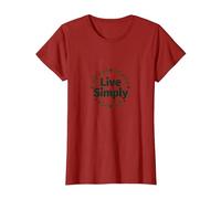 Live Simply: Minimalist Nature Wreath Inspirational T-Shirt, Women, Cranberry, 3XL
