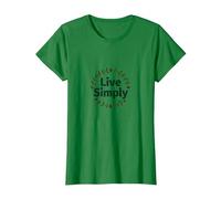 Live Simply: Minimalist Nature Wreath Inspirational T-Shirt, Women, Kelly Green, XS