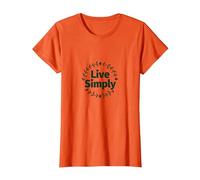 Live Simply: Minimalist Nature Wreath Inspirational T-Shirt, Women, Orange, 3XL
