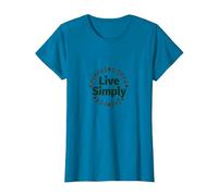 Live Simply: Minimalist Nature Wreath Inspirational T-Shirt, Women, Sapphire, 3XL