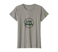 Live Simply: Minimalist Nature Wreath Inspirational T-Shirt, Women, Slate, M