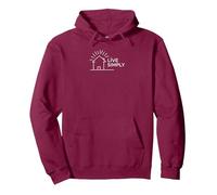 Live Simply Minimalist Pullover Hoodie, Adult Unisex, Burgundy, XL
