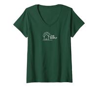 Live Simply Minimalist V-Neck T-Shirt, Women, Forest Green, XXL
