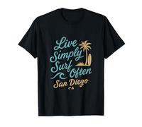 Live Simply Surf Often San Diego Coastal Design T-Shirt