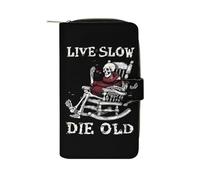 Live Slow Die Old Fashion Wallet Credit Card Holder Slim Coin Pocket Purse Handheld Phone Bags for Women Men 8×4.5×1.5 Inches