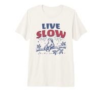Live Slow Sloth Motivational Nature Graphic Premium T-Shirt