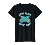 Live Slow Surf Fast Surfer Surfing Value Graphic T-Shirt, Women, Black, S