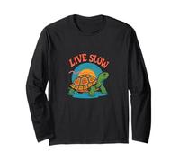Live Slow Turtle Life Nature Vibes Retro Calm Aesthetic Long Sleeve T-Shirt