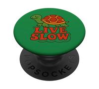 Live Slow Turtle Life Nature Vibes Retro Calm Aesthetic PopSockets Adhesive PopGrip