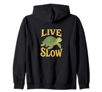 Live Slow Turtle Life Nature Vibes Retro Calm Aesthetic Zip Hoodie